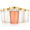 100ct. Cups Glitter-Gold Rim Plastic Disposable Glasses, Elegant Parties, Special Events, Weddings 12, 14, or 16 oz.
